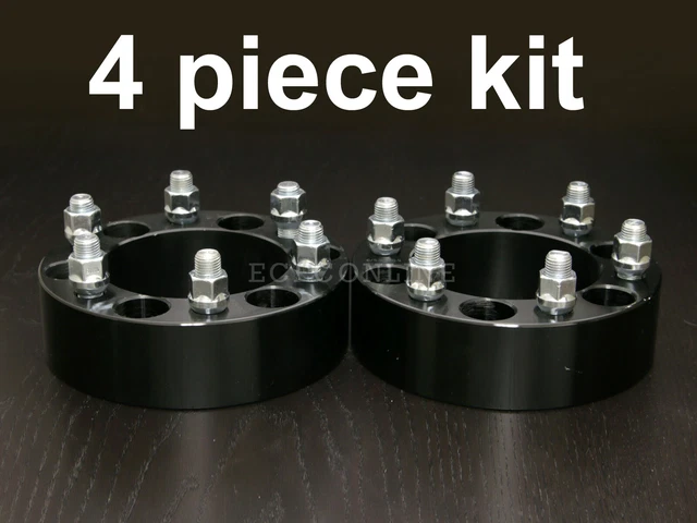 (4) 2" Black Wheel Spacers 6x5.5 to 6x5.5 | 14x1.5 Studs | 6x139.7 to 6x139.7