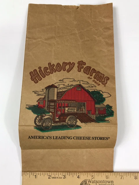 Vintage Hickory Farms of Ohio Paper Shopping Bag 1980s 13 x 6 Barn & Tractor