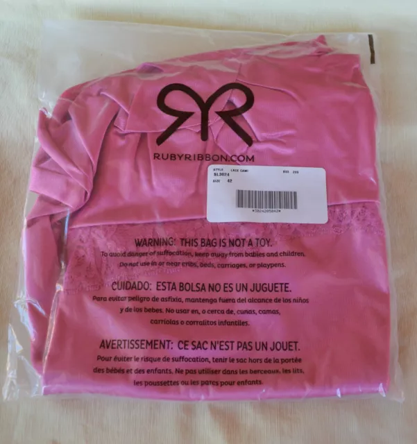 NEW SEALED PKGE Women's Ruby Ribbon Lace Full Support Cami #3024 Rose Pink  42 $68.00 - PicClick
