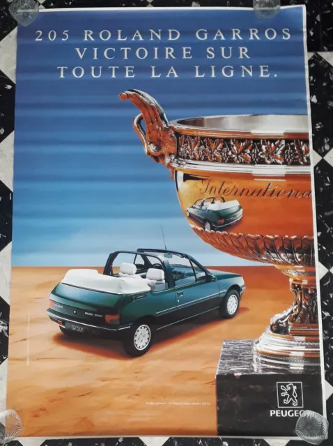 Affiche Publicitaire 120X175 Roland Garros 205 Peugeot