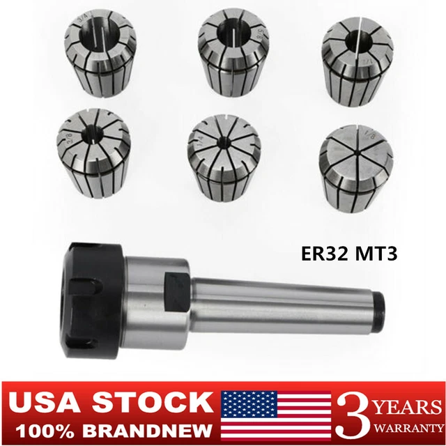 ER32 MT3 M12 Precision Morse Taper Shank Flat Collet Chuck Holder Milling Lathe