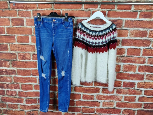 Girls Bundle Age 10-11 Years River Island M&S Jeans Fluffy Jumper Set Kids 146Cm
