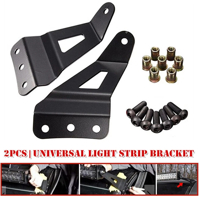Off-road Vehicle Windshield Mounting Brackets Roof LED Light Strip Bracket Black