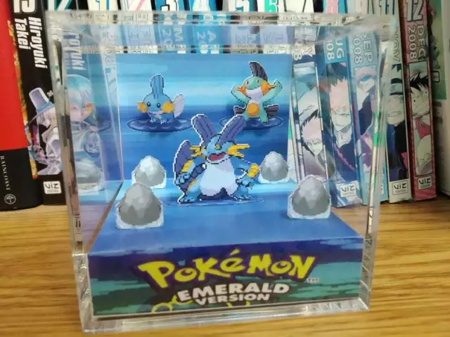 Pokemon Gardevoir Evolution Handmade Diorama - Gameboy Gaming/Retro Cube- Fanart