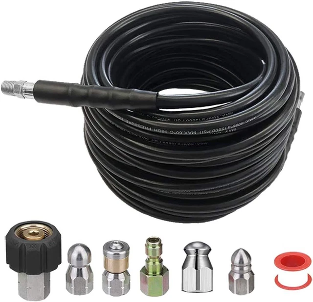 TIESAN Sewer Jetter Kit 100FT for Pressure Washer, 1/4 Inch NPT, Corner,...