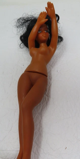 Vintage 1960’s 11” Hawaiian Hula Girl Tiki Doll Aloha Dark Skin HONG KONG Nude