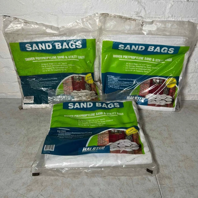 75-Pack Halsted 15"x27" Woven Polypropylene Sand Bags with Tie Strings White