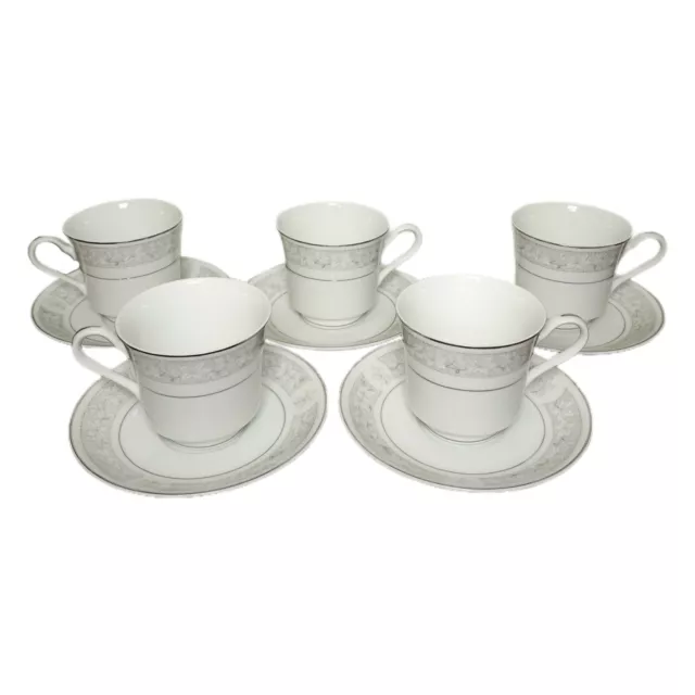Vintage Madeira Fine China Japan Footed Coffee Cup and Saucer Set of 5