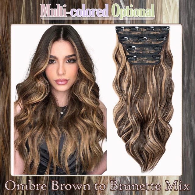 100% as Real Human Hair Long Full Head Clip in Extensions Thick Natural Wavy AU