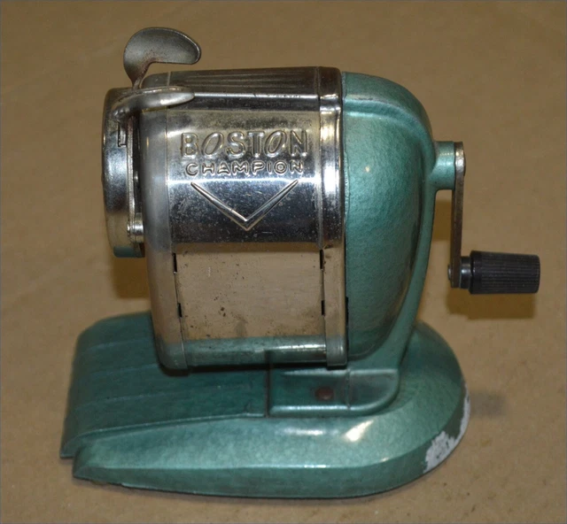Vintage Boston Champion Desk Pencil Sharpener Hand Crank w/ Pinch Feed