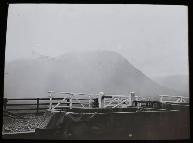 Magic Lantern Slide RAILWAY WAGONS & BEN NEVIS C1897 VICTORIAN PHOTO SCOTLAND