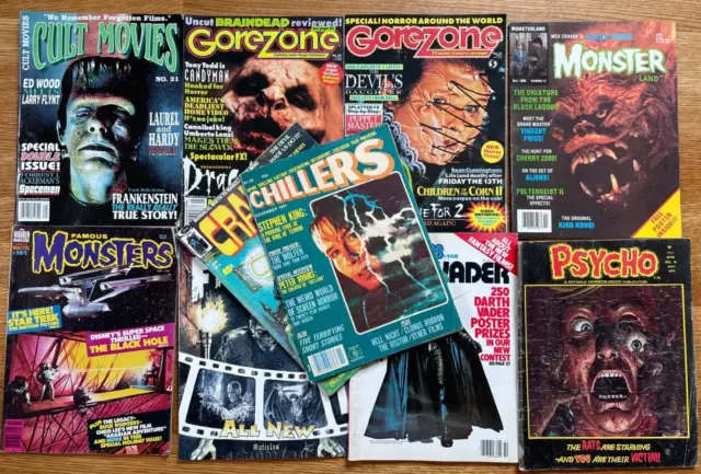 11X Horror Monsters Gorezone Frankenstein Psycho Cult Movies Magazine Lot