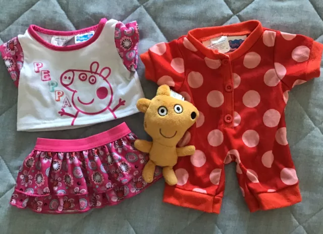Build A Bear Peppa Pig Clothes - Pyjamas & Teddy Set And Skirt & Top Outfit VGC