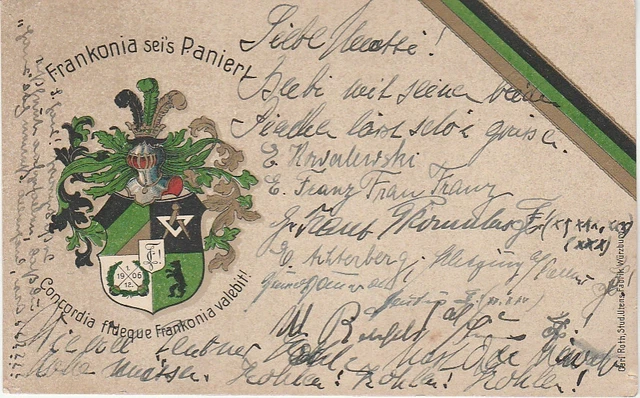 Studentika 1929 Burschenschaft Frankonia Berlin Studentica Couleurkarte Panier