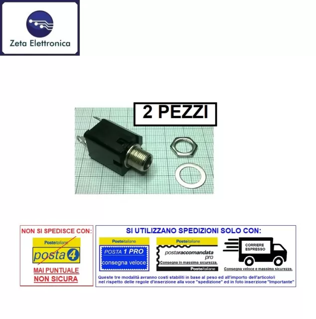 2PZ Salida Jack Estéreo 6,3 Audio Conector Hembra de Panel Para Conector Macho