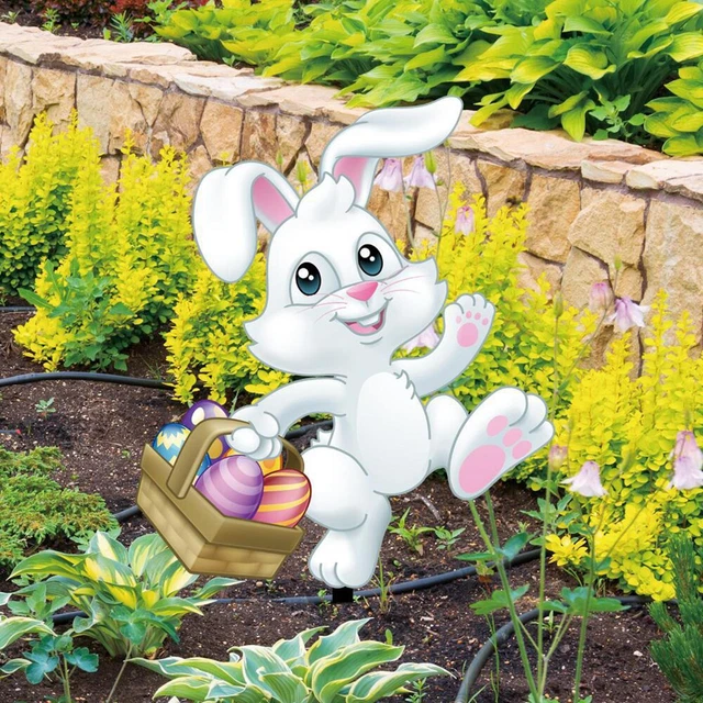 Garden Outdoor Decoration Acrylic Bunny Stake, Garden Animal Statue Silhouette