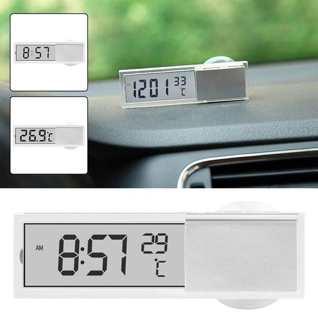 1x Car LCD Digital Display Sucker Type Clock Thermometer Temperature G8G1