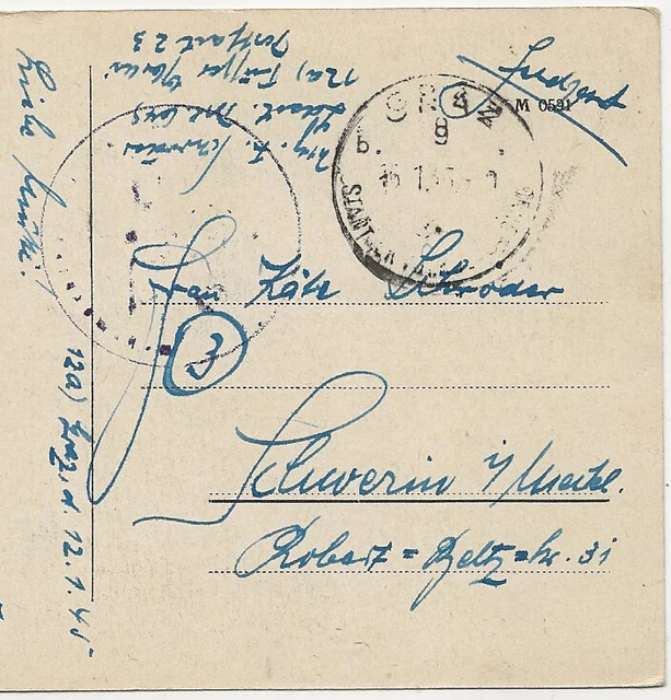 95/592 AK GRAZ VOM SCHLOßBERG GEGEN SÜDEN FELDPOST JAHR 1945 NACH SCHWERIN 2