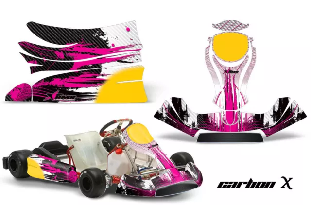 Go Kart Graphics Kit Decal Sticker Wrap For KG Freeline Birel Cadet CARBONX PINK