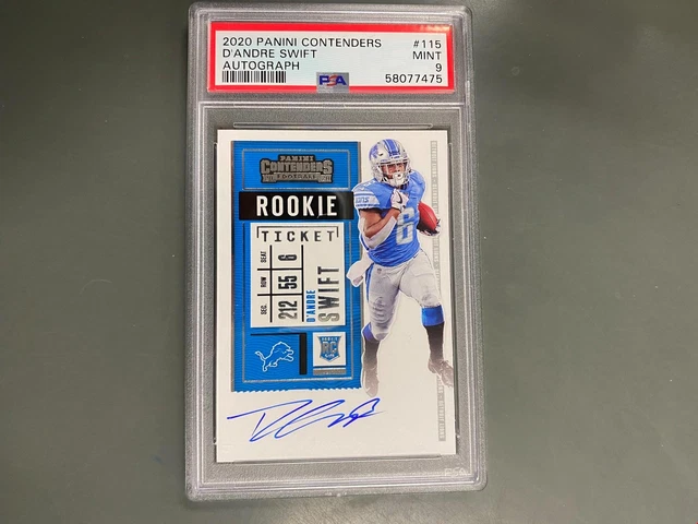D'Andre Swift 2020 Contenders Rookie Ticket Auto Autograph #115 PSA 9 Lions
