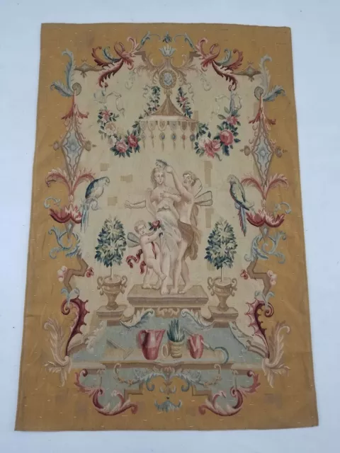 Antique 19th Century French Aubusson Wall Hanging Tapestry Panel 137x91cm