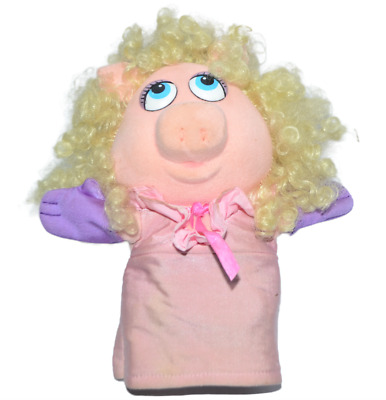 Vintage Hand Puppet Dakin Jim Henson Miss Piggy Muppets 1988 Pink Dress Purple
