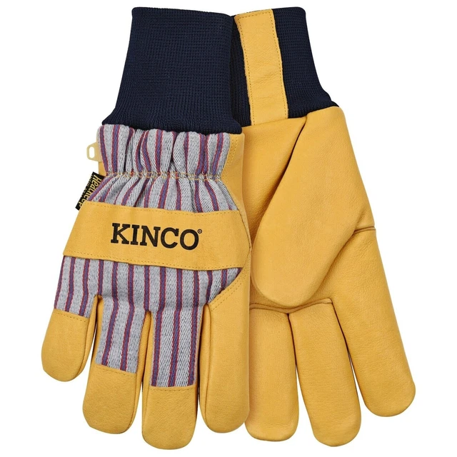 Kinco 901T-XL Men's Pigskin Leather Work Gloves - Thermal Lined, Golden Suede, Reinforced Palm - View #6