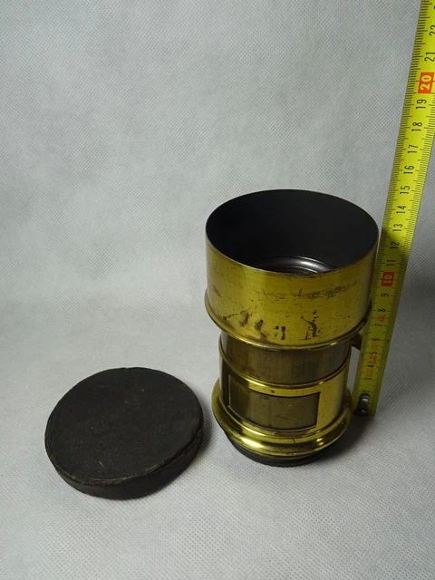 Ancien Objectif En Laiton Hermagis Paris F=150 Mm - Optique Cinéma Photo Collection