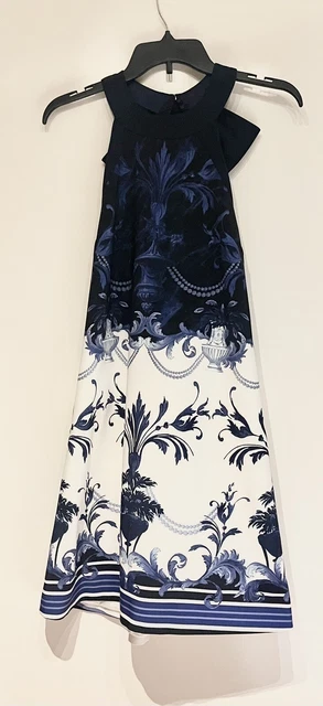 TED BAKER Womens Dark Blue Molliat Persian Blue Dress Size 2 Uk 10 Brand New