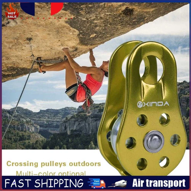 Rock Climbing Pulley Aluminum Bearing Lifting Fixed Rope Equipment (Green) ~