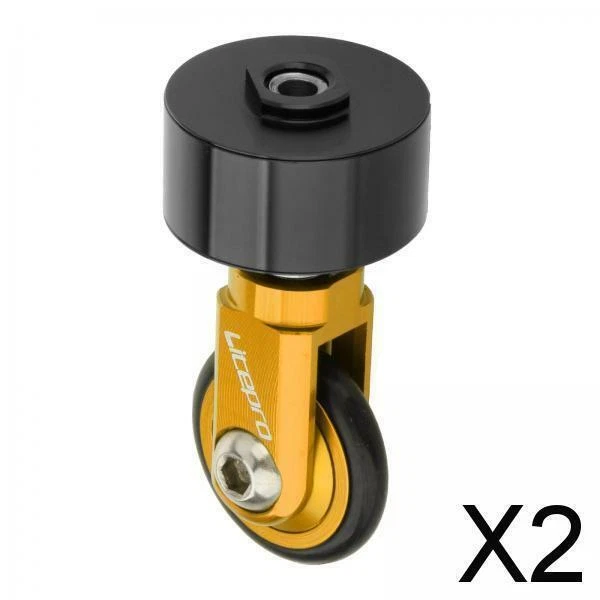 2x Alloy Folding Bike Seatpost Easy Wheel Roller for 33.9mm Seat Post - Golden
