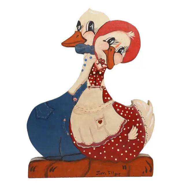 Vintage Wood Wall Art - Mr and Mrs Duck Goose Couple- Handcrafted by Jim Fligor