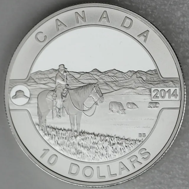 2014 $10 The Canadian Cowboy ½ Oz Pure Silver Matte Proof Coin, 'O Canada' #7