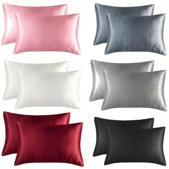 Silk Feel Pillowcase Satin Pillow Cases Cushion Covers Home Decor Bed Bedding