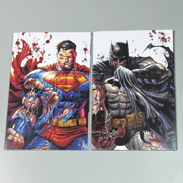 Batman #136 And Superman #4 Battle Damage Virgin Variant SET Tyler Kirkham SDCC