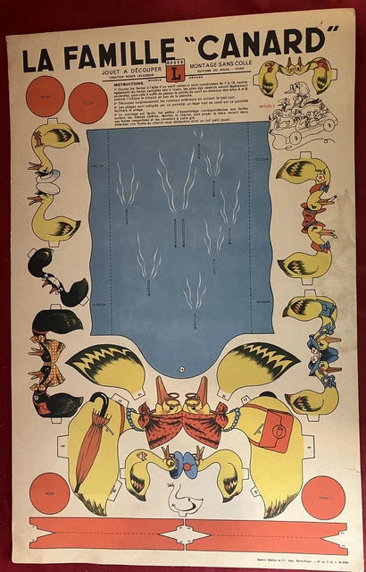 Jeu De Découpage Ancien 'La Famille Canard' - 7 Planches - Vers 1935