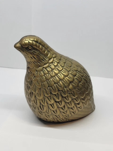 Vintage Brass Grouse Quail Figurine Bird Partridge Nice Patina