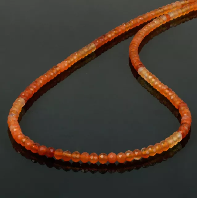 18" Strand Natural Shaded Carnelian Gemstone Round Beads Necklace 925 Silver