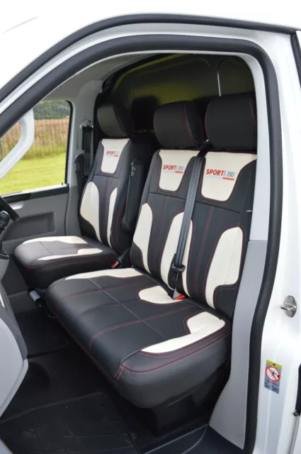 VW Transporter T5 Línea Deportiva Réplica Impermeable Imitación Piel Seat Funda 3