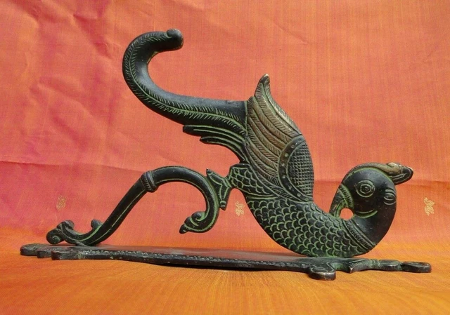 Appendiabiti indiano Statua antica Pavone Bronzo Appeso Decor Home India Art M2