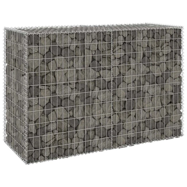 Gabionenwand Verzinkter Stahl 150×60×100 cm Gabionenzaun Drahtkorb Steinmauer Wa