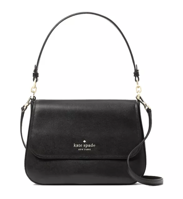 Kate Spade New York Staci Colorblock Saffiano Leather Flap Shoulder Bag Black