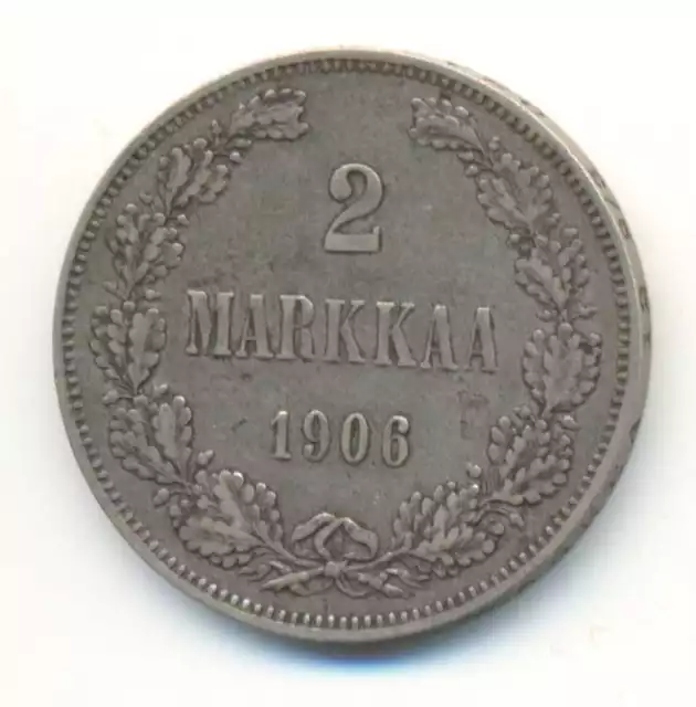 Finland under Russia Silver 2 Markkaa 1906 VF+