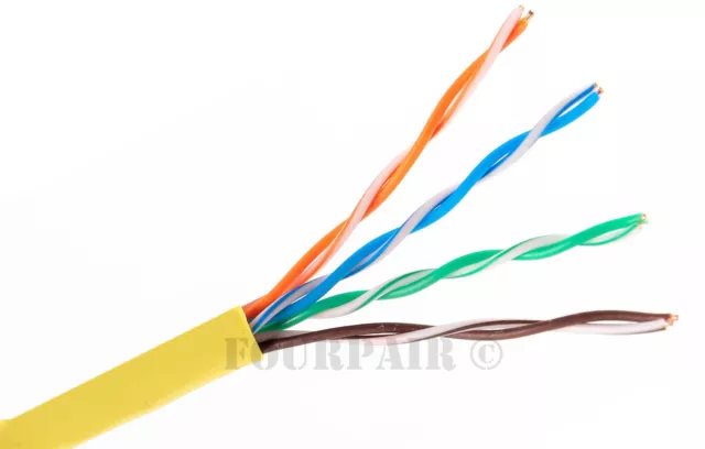 CAT5e CMR Ethernet UTP Cable Yellow 1000FT - 24 AWG SOLID BARE COPPER