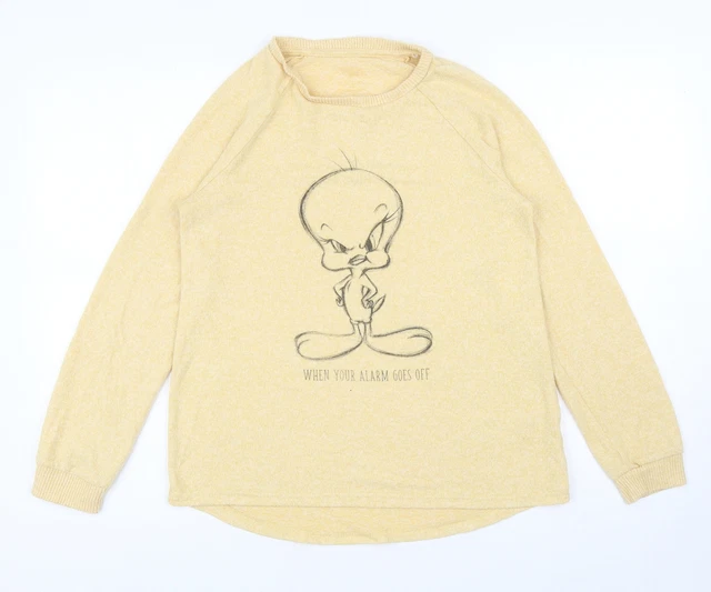Maglione pullover da donna giallo collo rotondo poliestere taglia XS - Tweety