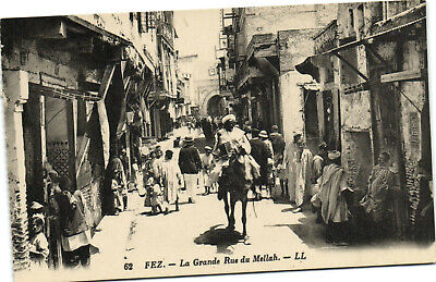PC JUDAICA, MOROCCO, FEZ, LA GRANDE RUE DU MELLAH, Vintage Postcard (b36559)