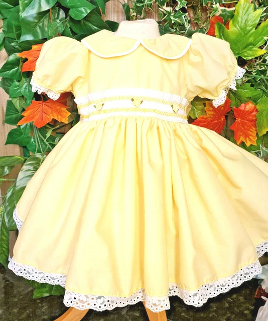 DREAM 0-8 anni BAMBINE Pasqua abito tradizionale al limone smockato