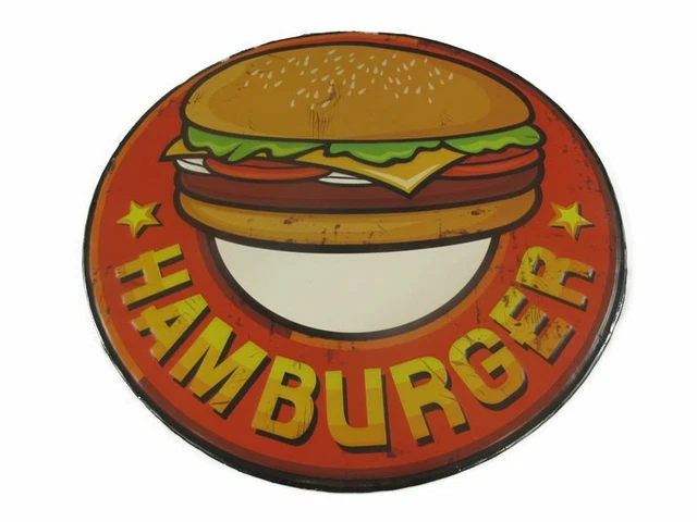 TIN SIGN &amp;BURGERS&amp; hamburger snack McDonalds meal burger king 30 cm new ...