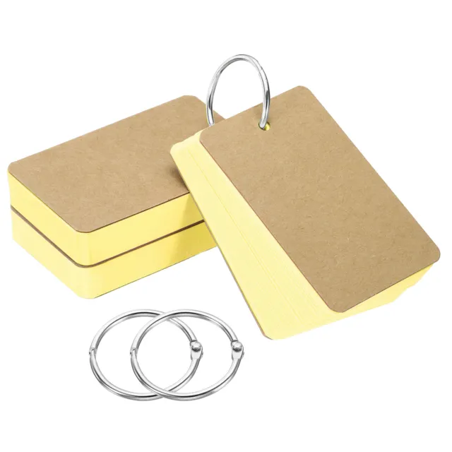 3.5" x 2" Blank Flash Cards with Rings Study Card Index Cards Note Yellow 150pcs