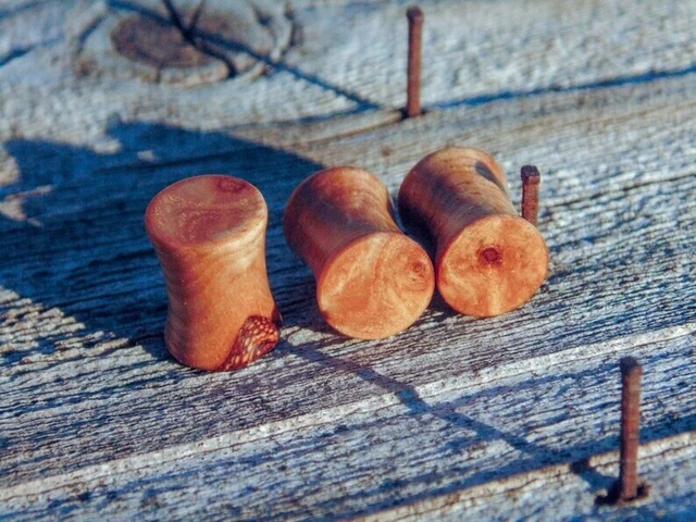8mm gauge Black ash burl wood ear plugs hand turned 0g organic pair of plugs